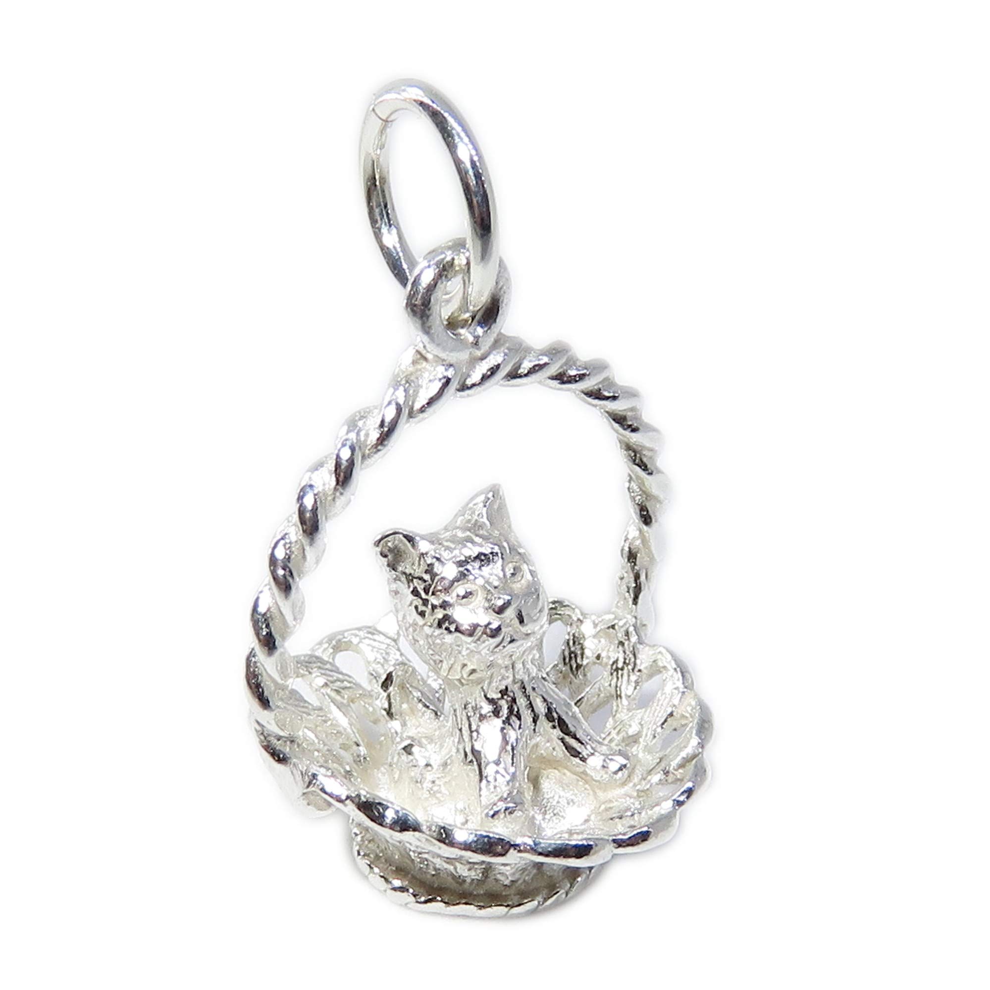 Maldon Jewellery Kitten in a basket sterling silver charm .925 x 1 Kittens Cats charms