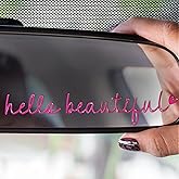 3PCSHello Beautiful Mirror Decal - Metal Rearview Mirror Sticker for Women, Thoughtful Car Accessories Gift for Her, Easy to Apply, Durable & Stylish (Fuchsia)