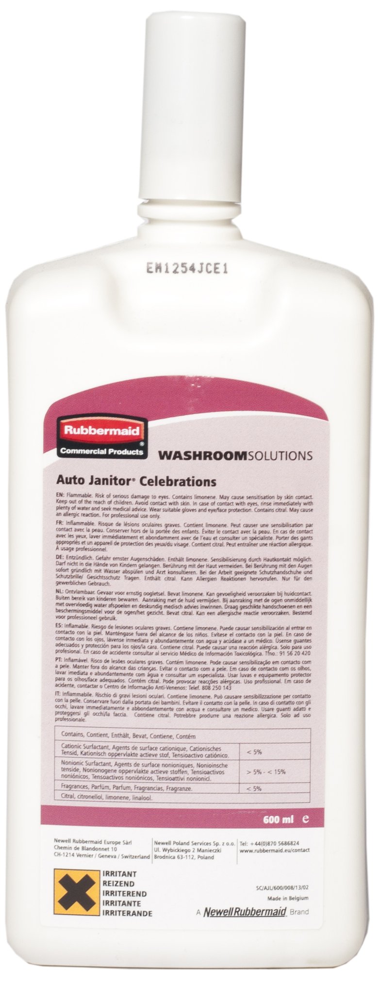 Rubbermaid Commercial Products R0420846, 600ml Celebrations Cleaner Deodoriser Refill