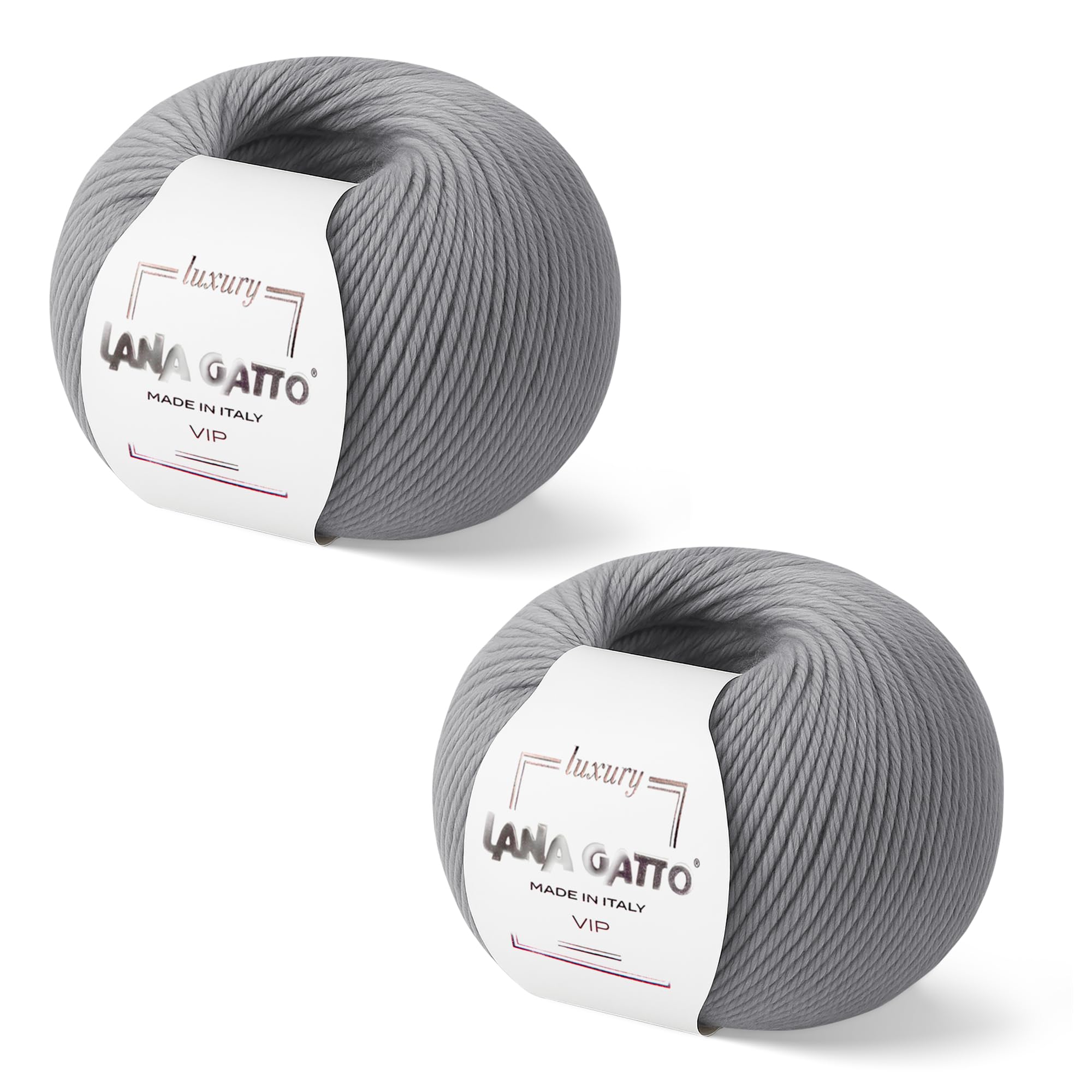 Cashmere and Extra-fine Merino Wool Knitting Balls, Lana Gatto VIP Line, 100 gr., 400 mt, (Grey, 2)
