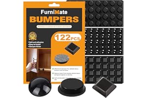 FURNIMATE Adhesive Rubber Feet 122PCS - Black Bumpers Self-Stick Small Sticky Pads for Electronics