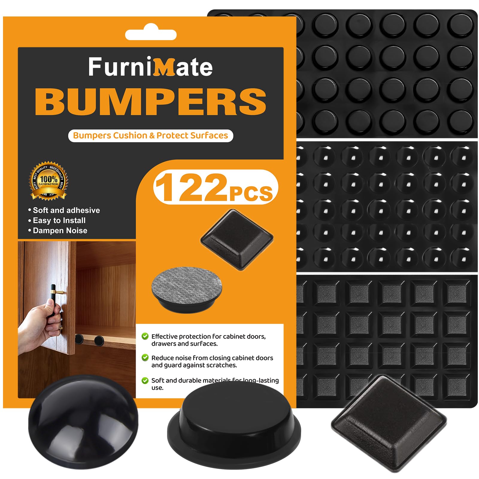 Photo 1 of Adhesive Rubber Feet 122PCS - Black Bumpers Self-Stick Small Sticky Pads for Electronics