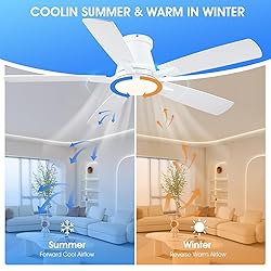 Surtime 52" Ceiling Fans with Lights-Low Profile