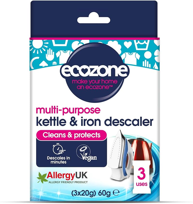 Ecozone Kettle & Iron Descaler Sachets | Limescale Removal 3 Use Pack