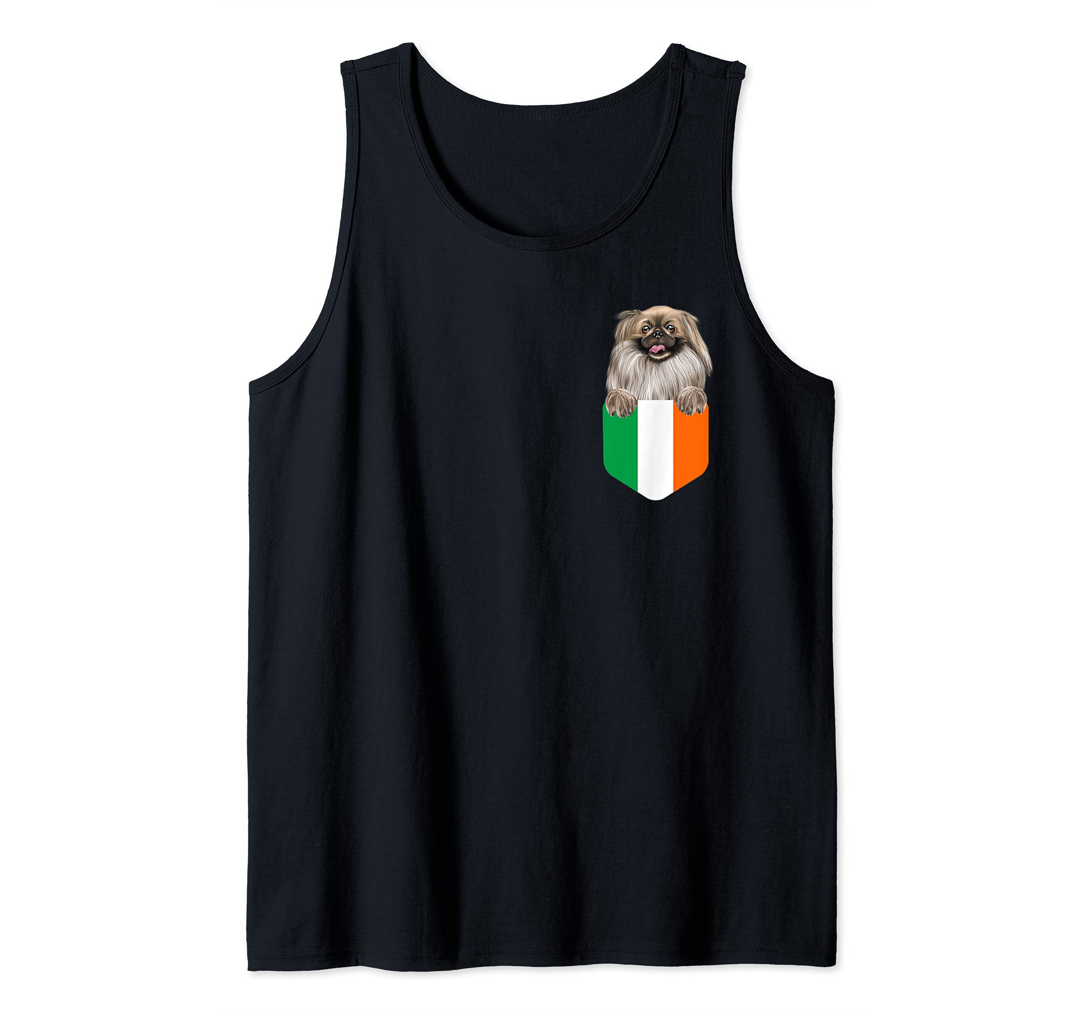 Ireland Flag Pekingese Dog In Pocket Tank Top