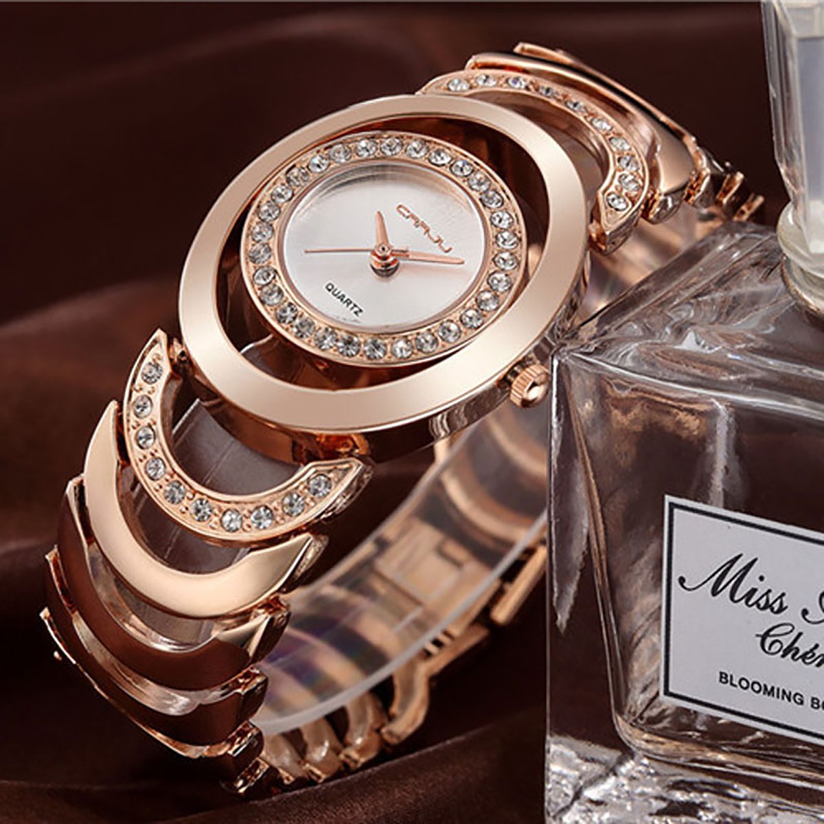 Longqi, orologio al quarzo da donna elegante e di qualità; colore oro Rose Gold