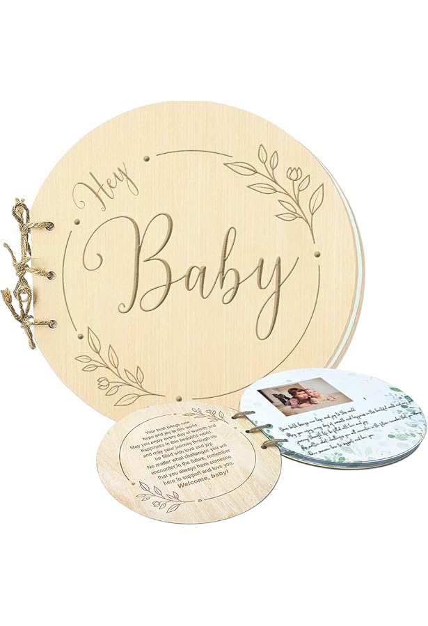 Livre D'Or Pour Fête Prénatale Ou Baptême - Cadre En Bois Blanc 21x29.7 Cm - Avec Cartes Et Autocollants - Cadeau Souvenir - 7