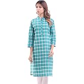 Chichi Indian Women's Checks Cotton Kurti Top