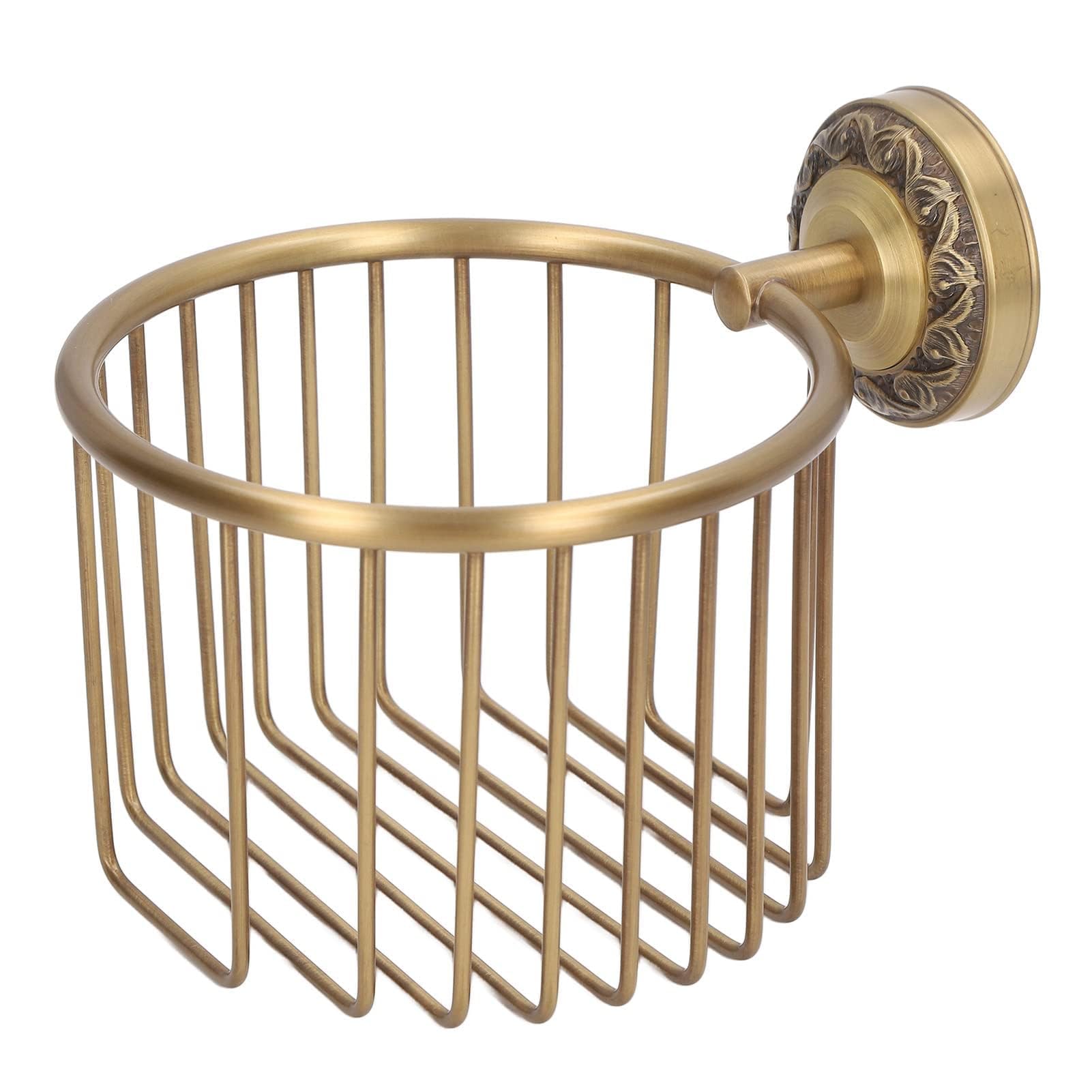 Toilet Roll Holder Wall Mounted, Brass Bathroom Toilet paper basket Holder Storage Modern Wall Mount Organizer Storage Reserve for Bathroom