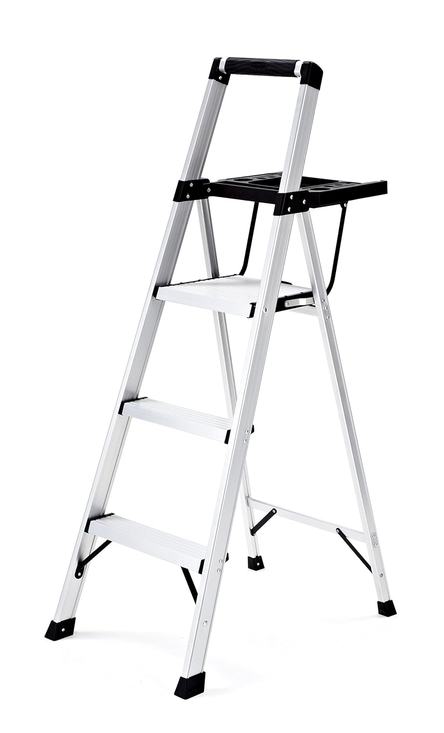 Rubbermaid RMA-3XST 3 Lightweight Aluminum Step Stool with Oversized Project Tray
