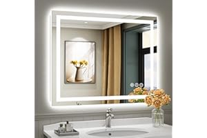 BRIIVUE 40"x32" LED Bathroom Mirror with Lights, Backlit & Front Lit, Anti-Fog Lighted Bathroom Vanity Mirror for Wall, Memory Function, Dimmable, HD Tempered Glass, Shatter-Proof