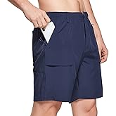 baleaf Men's 7" Casual Shorts for Summer Elastic Waist Quick Dry Lightweight Short with Cargo Hiking Fishing