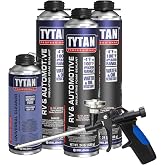 TYTAN Professional Black Spray Foam 3 Pack 24 oz Expanding Foam Sealant &ndash; UV Resistant, Waterproof Foam for RV, Automotive, Pond, Waterfall &amp; Landscape (3x24 oz) + Precision Max Gun &amp; Cleaner