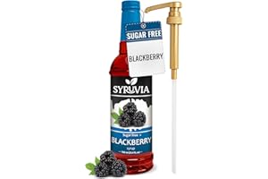 Syruvia Sugar-Free Blackberry Syrup, Flavored Syrup for Drinks, Cocktails, Lemonades, Iced Teas, and Desserts – 25.4 fl oz, With Pump