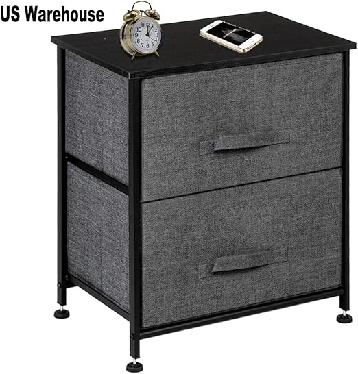 Amazon Com Mytunes Nightstand With 2 Drawers Bedside End Table Storage Tower Dresser Chest Organizer For Home Bedroom Living Room Office College Dorm Steel Frame Wood Top 20 Inch Grey Kitchen Dining