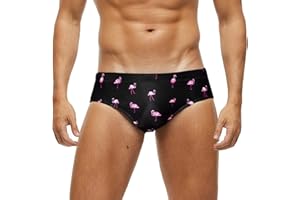 Arcweg Men's Swimming Trunks Briefs Low Waist with Removable Pad Swimwear Elastic Beach Shorts Boxers Underwear