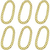 PEOVLVN 6 Pcs Fake Gold Chains, 32 Inch Halloween Costume Rapper Chain Hip Hop Cuban Link Chain Plastic Chain Necklace for Men Women 80s 90s Cosplay Accessory