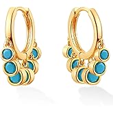 DREMMY STUDIOS Gold Dainty Huggie Hoop Earrings 18K Gold Plated Exquisite Open Tassel Dangle Charm Drop Sleeper Geometric Cross Coin Star Heart White CZ Simple Hypoallergenic Earrings for Women