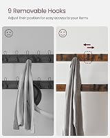 VASAGLE Coat Rack with Shoe Storage Bench 4 in 1 Industrial Rustic Brown view 6