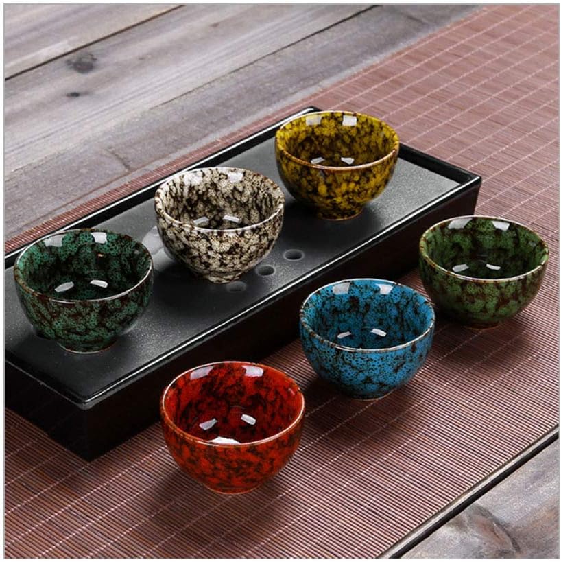 VNASNST Handmade Chinese Ceramic Tea Cup Japanese Kiln Change Kung Fu Sake Tea Cup Gift Box With 6 porcelain Cups.