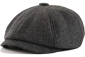 JAOAJ Mens Newsboy Herringbone Flat Cap, Beret Driving Paperboy Hats,Gatsby Ivy Irish Cap Chapeau Hiver Plate Homme