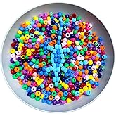 JIYAKO 1200+ Multicolor Plastic Round Pony Beads for Bracelet Making, Hair Braiding, DIY Crafts, Key Chains and Ornaments Decorations