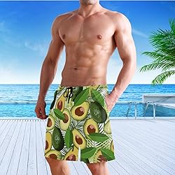 visesunny Men's Avocado Palm Leaf Print Beach