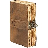 TUZECH Vintage Leather Journal – Handmade Buffalo Leather Diary with 200 Deckle Edge Pages – Unlined Writing Notebook for Men & Women – Travel, Sketch & Gift Use (7 x 5 Inches, Brown)