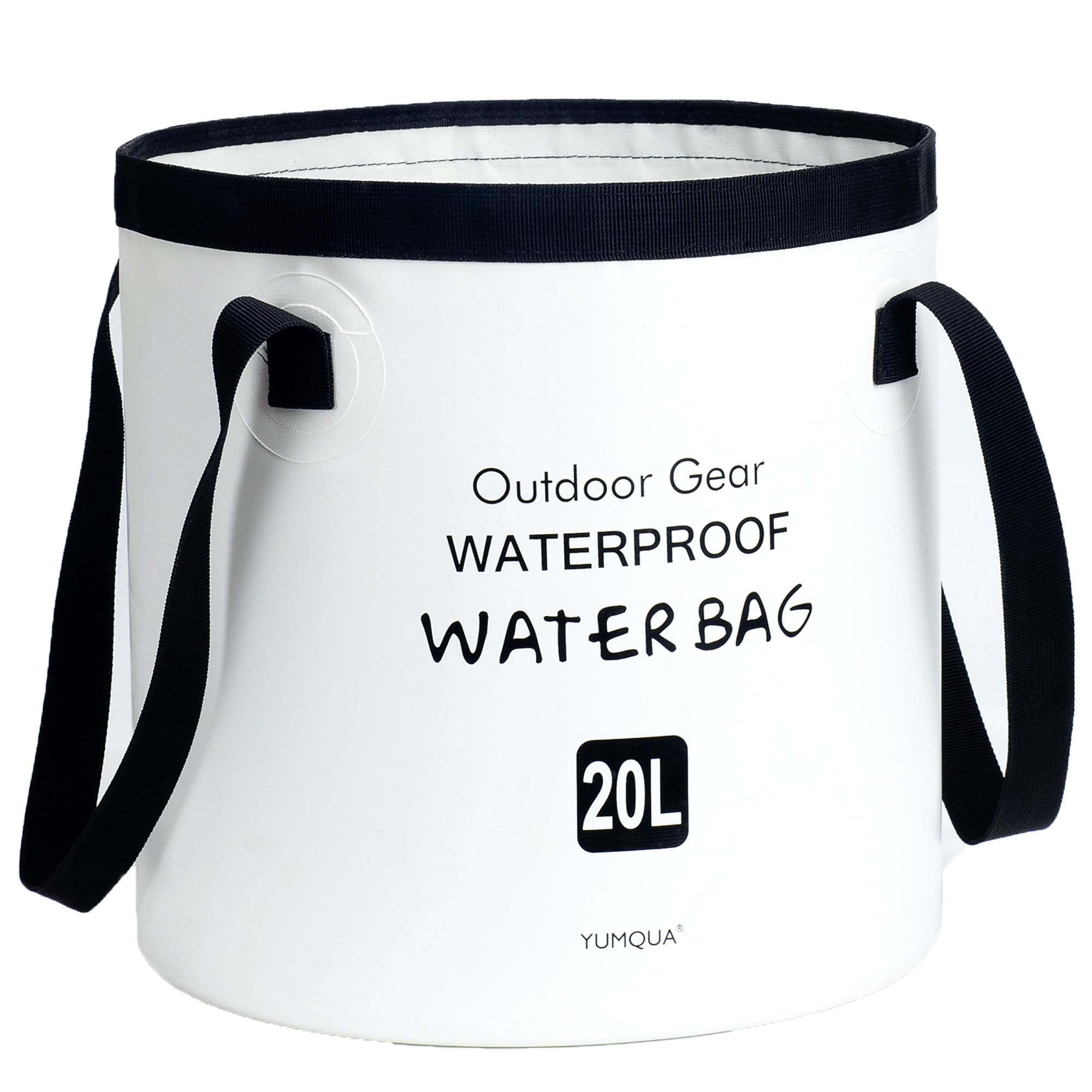 YUMQUA Collapsible Bucket 20L, Multifunctional Portable Folding Bucket Water Container Wash Basin for Camping Fishing Hiking Travelling Backpacking Outdoor Survival Gardening Car Washing (White)