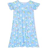 MHJY Girls Nightgowns Flutter Short Sleeves Princess Nightgown Sleepwear Soft Night Dress for Kids Toddler Girls