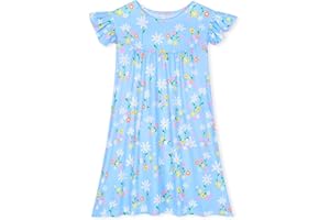 MHJY Girls Nightgowns Flutter Short Sleeves Princess Nightgown Sleepwear Soft Night Dress for Kids Toddler Girls