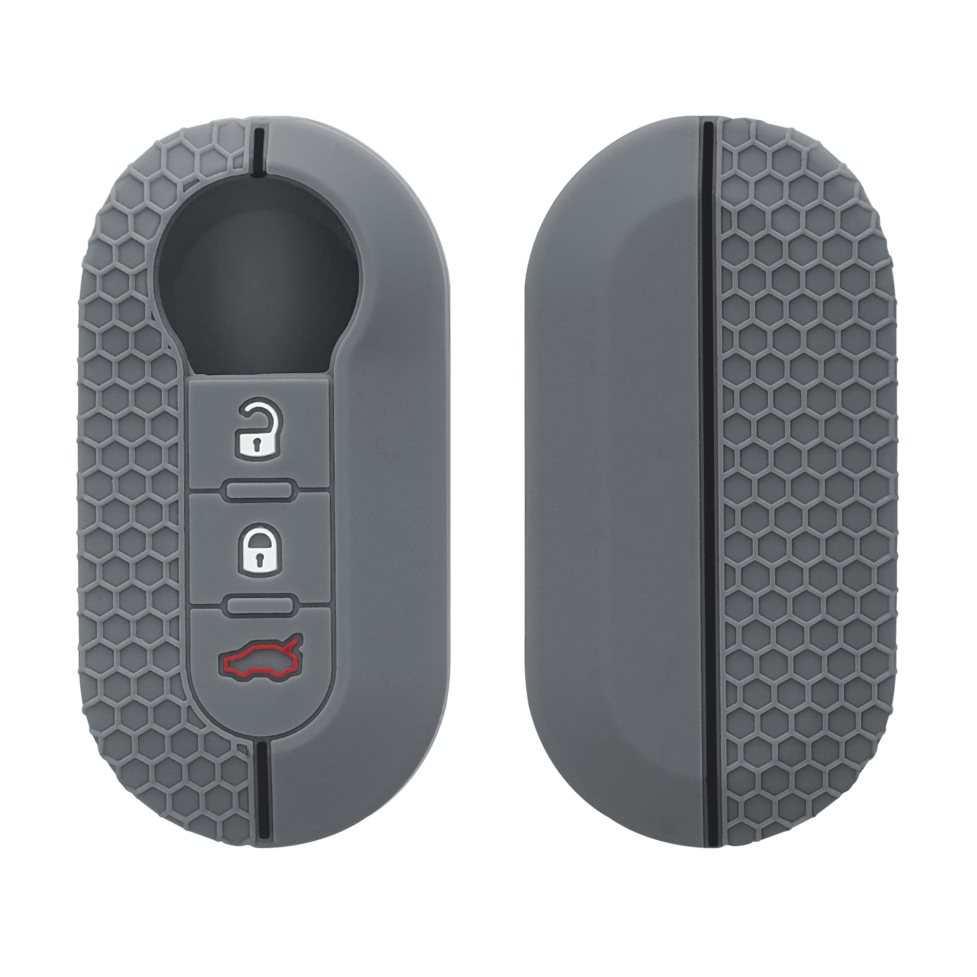 kwmobile Car Key Cover Compatible with Fiat Lancia 3 Button Car Flip Key Key Cover - Silicone Protective Car Key Fob Case - Grey/Black