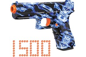 GeeBat Manual Splatter Ball Gun Pistol Toys for Boys, Gel Ball Blaster with 1500 Water Beads, for Backyard Fun and Outdoor Team Shooting Games, Gifts for Boys Girls Birthday Christmas, Black