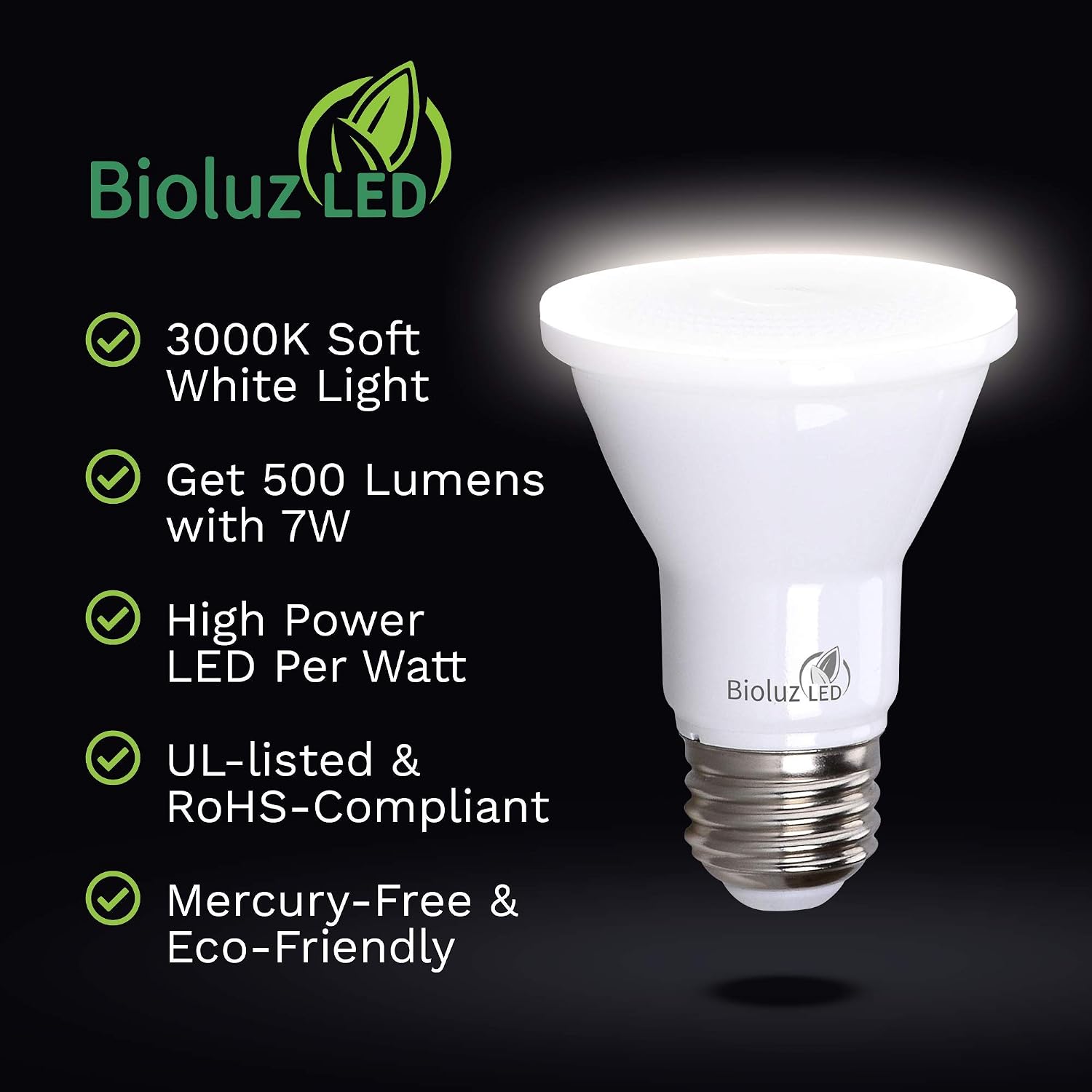 Par Led Bulb 75w Replacement Bioluz Led Spot Light Bulb 3000k Soft White E26 40 Degree Beam Angle Ul Listed Amazon Com