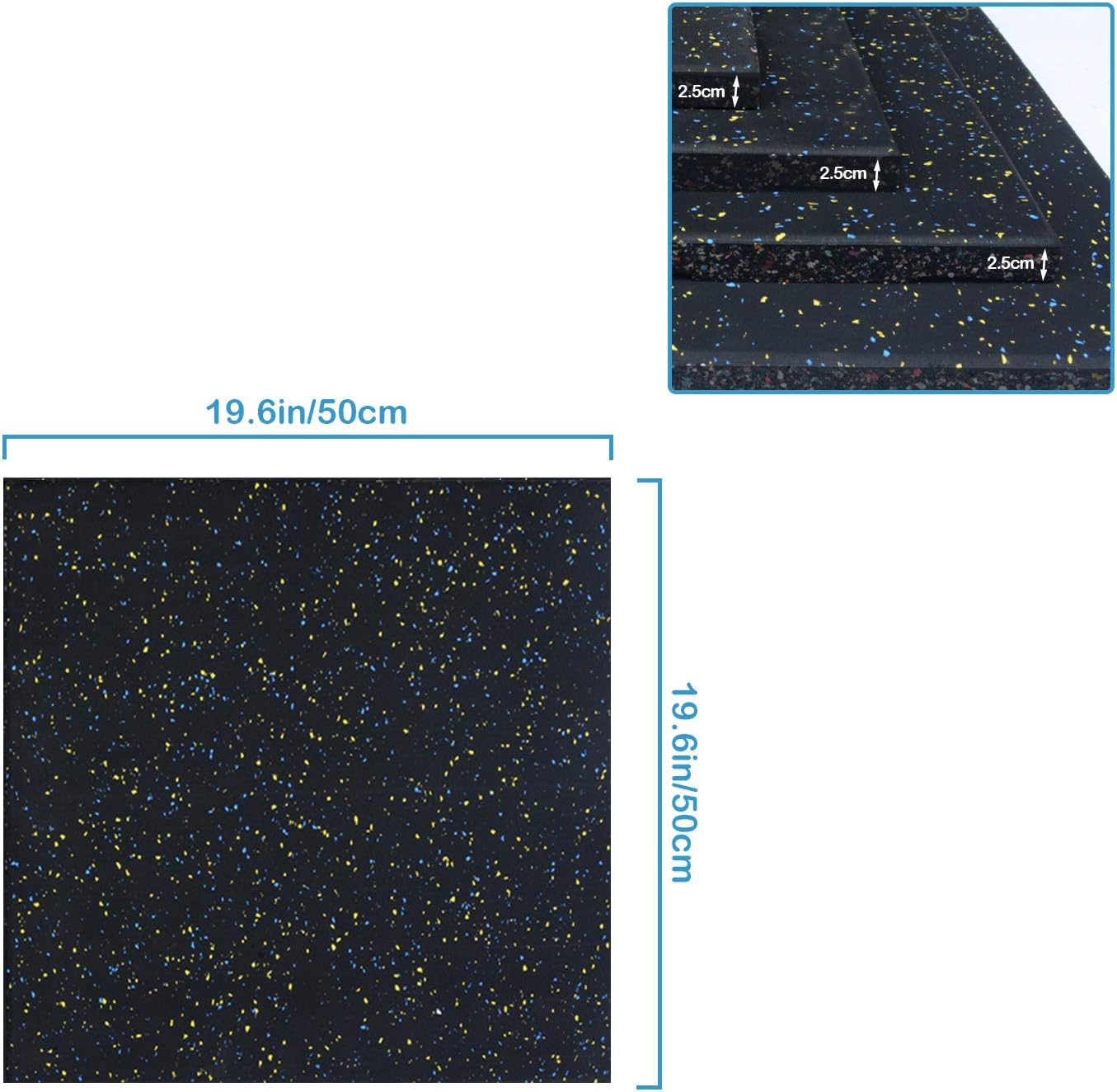 Nisorpa Eco-Sport Floor Tiles 20x20'' Heavy Duty Interlocking Floor Mat 1in Rubber Playground Tile Indoor Protective Gym Covering Anti-Slip Exercise Flooring for Home Workout Bodyweight : Sports & Outdoors