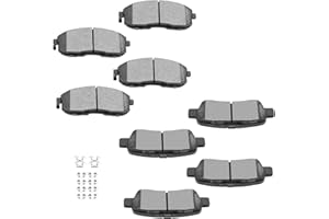 BRAKEUS D815 D905 Front Rear Disc Ceramic Brake Pad Set w/Hardware For Nissan 350Z 2003-2005,For Nissan Altima 2002-2005 2009-2013,For Nissan Juke 2011-2017,For Nissan Sentra 2013-2017