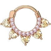 COCHARM 16G Septum Ring Flower Septum Jewelry Rose Gold Daith Earrings for Women Dainty Daith Piercing Jewelry Stainless Steel Hypoallergenic