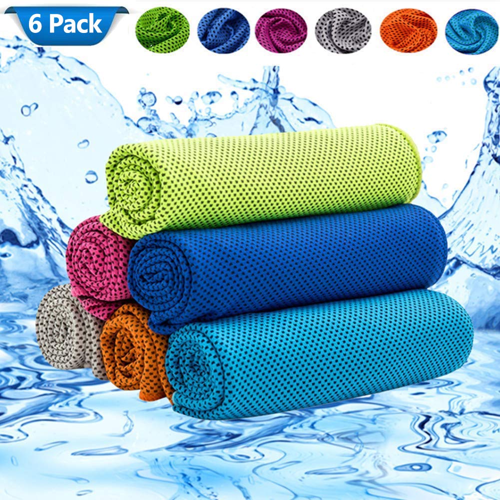 BESTOH Cooling Towel Ice Towel Chilly Towel Microfiber Towel for Neck Yoga, Sport, Running, Gym, Workout,Camping, Fitness, Workout & More Activities (6pack)