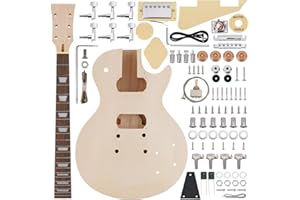 ZEFF DIY Electric Guitar Kit with Basswood Body,6 Strings Electric Guitar Kits W/Maple Neck, Rosewood Fretboard, H-H Pickups, All Accessories Included,Tune-O-Matic Bridge System