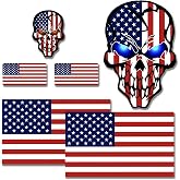 KINBOIN 6pcs Reflective American Flag Stickers, USA Flag Skull Decal, Car Stickers for Motorcycle Trucks (3 Pack, 5