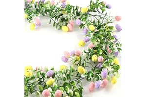 2PCS Easter Garland, Easter Egg Garland for Mantle, Artificial Vine Flower Spring Garlands with Colored Eggs, Easters Egg Wre