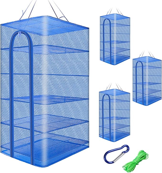 AIDGY Hanging Drying Dry Rack Clothes Net Folding Blue 5
