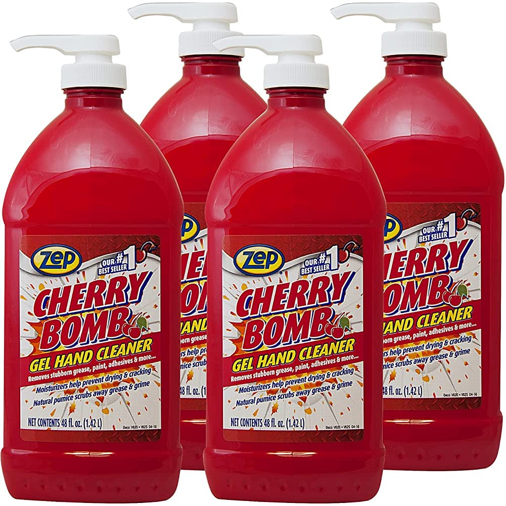 Zep Cherry Bomb Hand Cleaner 48 oz (Case of 4) - Volcanic Rock and Emollients - Perfect for mechanics and DIY'ers