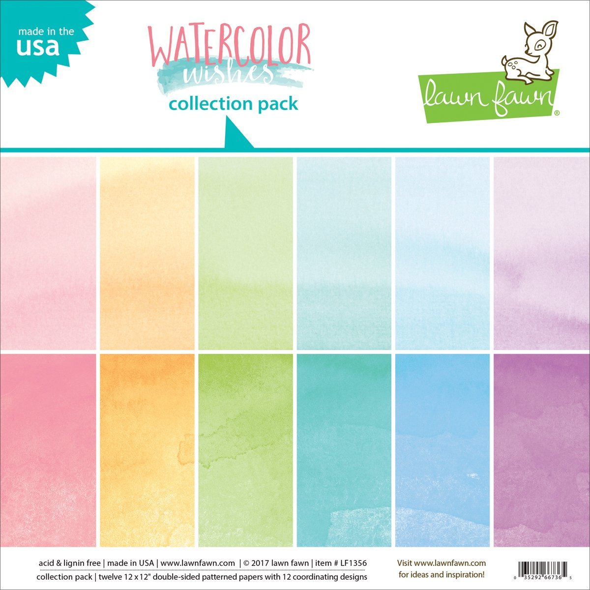 Lawn Fawn Watercolor Wishes 12"x12" Collection Pack LF1356