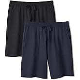 DAVID ARCHY Mens Pajama Shorts Quick-Dry & Lightweight Sleep Shorts Breathable Loungewear Pajama bottoms with Pockets 2 Pack