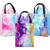 PINWATT 18Pcs Reusable Medium Gift Bags with Handles, 10.2" x 7.8" x 4" - Colorful Marble Party Favor Bags with Tissues for Birthday Parties, Anniversary, Shopping