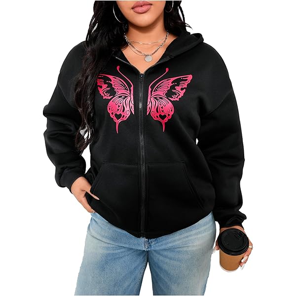 Y2K Gothic Graphic Hoodied Pullover Cyber Punk Zip Up Jacket