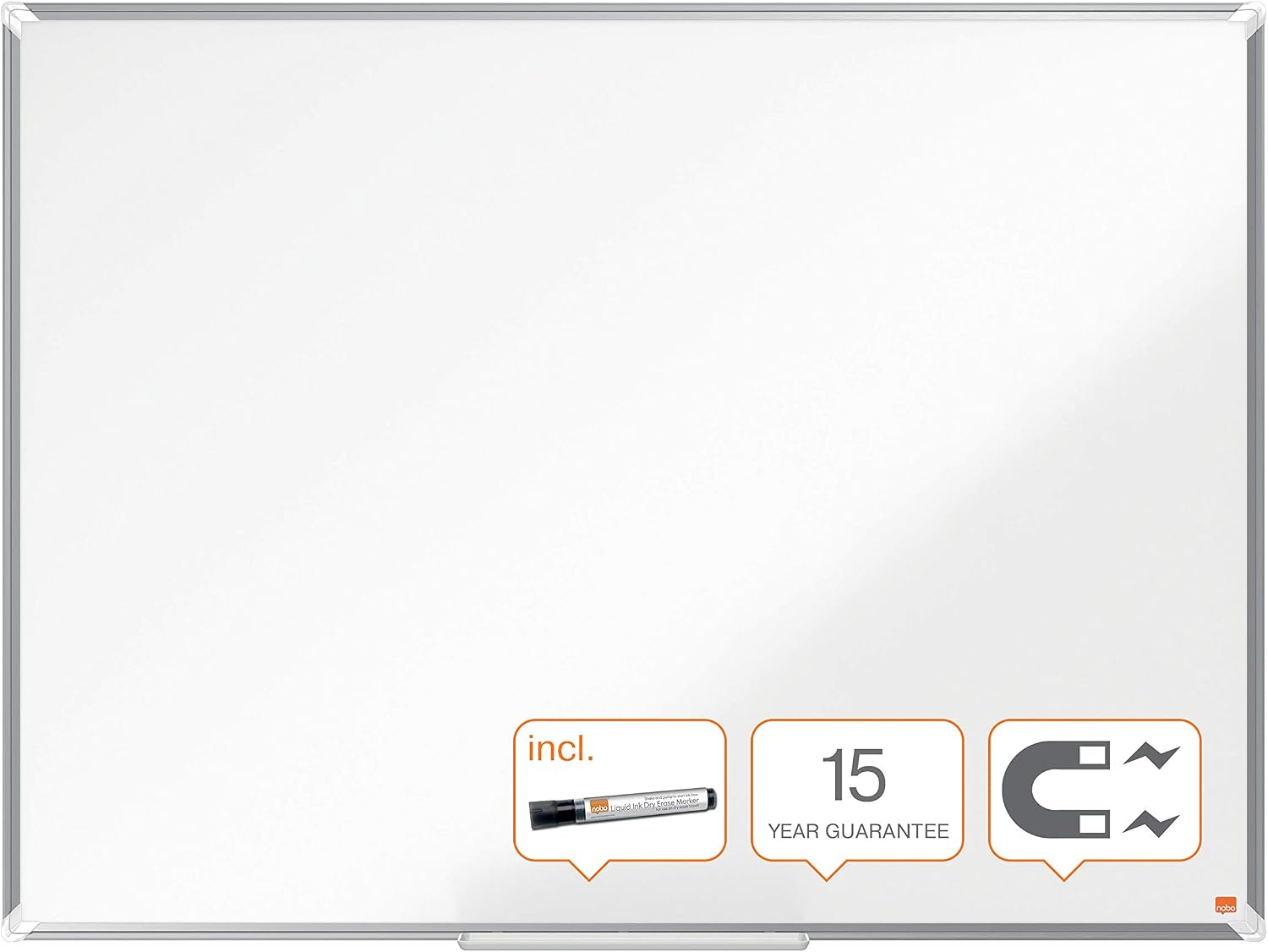 Nobo Premium Plus Steel Magnetic Whiteboard - 1200x900mm, Aluminium Trim, EU Ecolabel Certified, 1915156, 1200 x 900 mm - Image 3