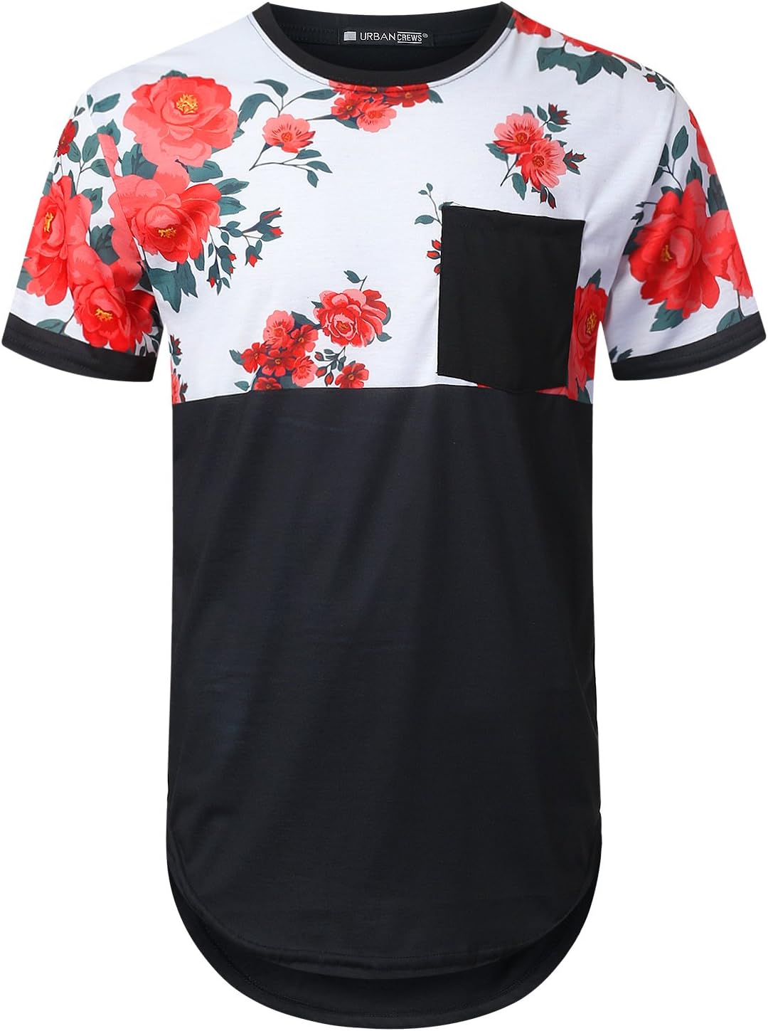 Mens Hipster Hip Hop Panel Pocket Longline T-Shirt (Various Styles)