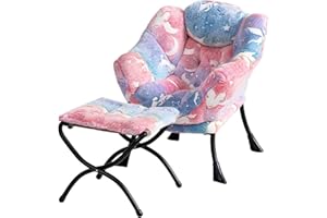 Welnow Toddler Kids Lazy Chair with Ottoman, Glow in The Dark Accent Comfy Lounge Children Armchair Couch with Removable Cover, Detachable Reading Chair with Footrest for Boy or Girl
